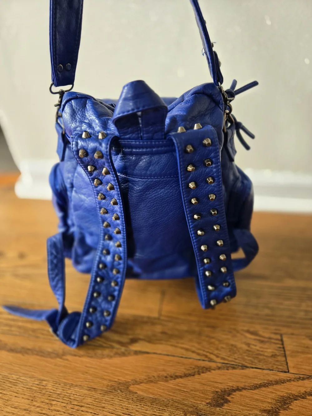 Blue Leather Women's Backpack